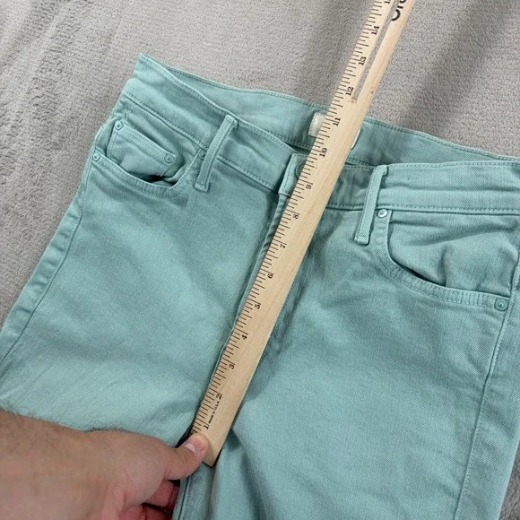 Mother The Insider Crop Step Fray Jeans in Lagoon Women 28 Raw Cut Hem USA Made - Picture 11 of 14